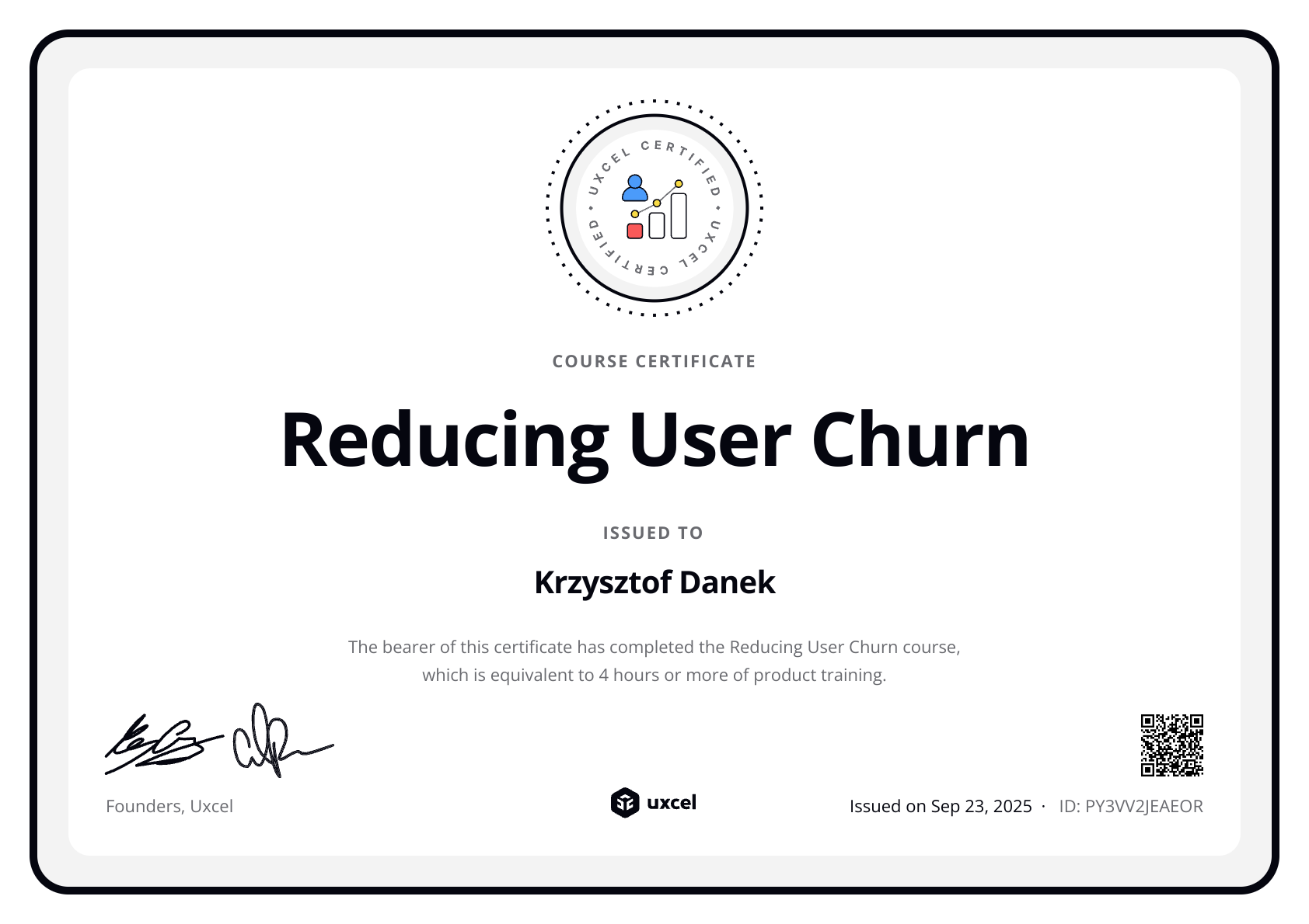 Krzysztof Danek's certificate